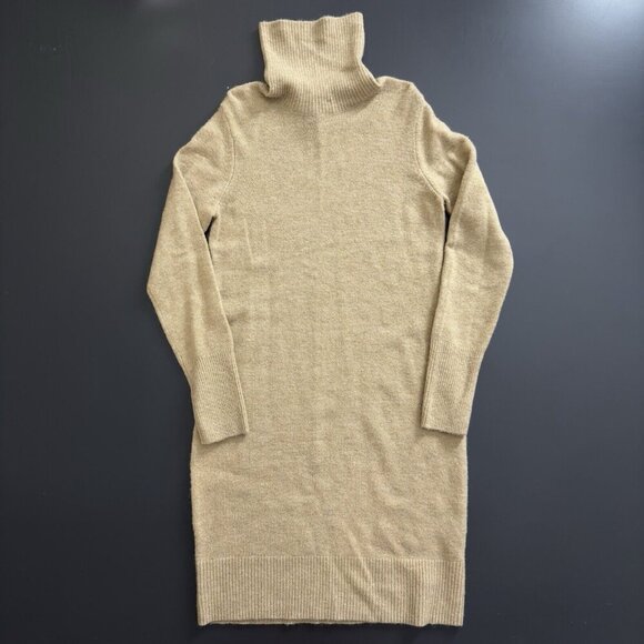 Rachel‎ Zoe Tan Rib Knit Turtleneck Sweater Dress Midi Sweater - Picture 1 of 6